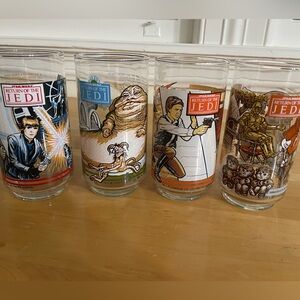 S706 vintage 1980’s Star Wars ROTJ Burger King promotional glasses set of 4